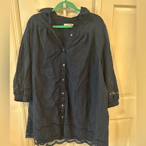 LOFT Dark Blue Button-Up Shirt